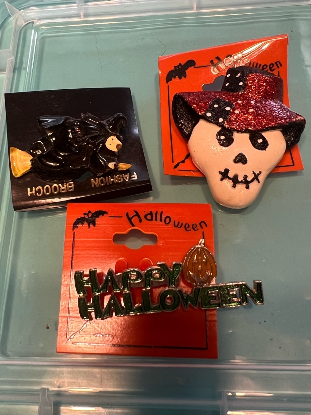 Halloween Brooch Pin Set – Black, Red, White